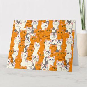 White and ginger cats pattern green eyes blue eyes card