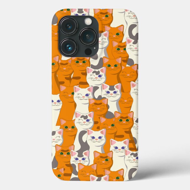 White and ginger cats pattern green eyes blue eyes Case-Mate iPhone case (Back)