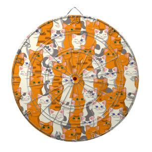 White and ginger cats pattern green eyes blue eyes dartboard