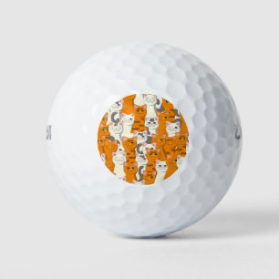 White and ginger cats pattern green eyes blue eyes golf balls