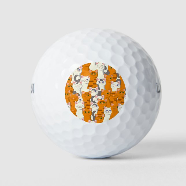 White and ginger cats pattern green eyes blue eyes golf balls (Front)