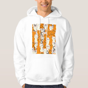 White and ginger cats pattern green eyes blue eyes hoodie