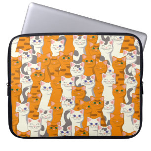 White and ginger cats pattern green eyes blue eyes laptop sleeve