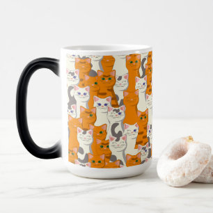 White and ginger cats pattern green eyes blue eyes magic mug