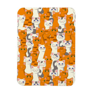 White and ginger cats pattern green eyes blue eyes magnet