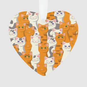 White and ginger cats pattern green eyes blue eyes ornament