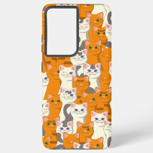 White and ginger cats pattern green eyes blue eyes samsung galaxy case