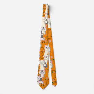 White and ginger cats pattern green eyes blue eyes tie