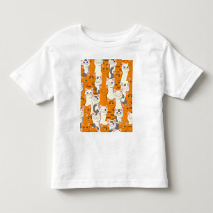 White and ginger cats pattern green eyes blue eyes toddler t-shirt