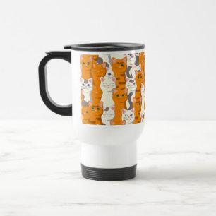 White and ginger cats pattern green eyes blue eyes travel mug