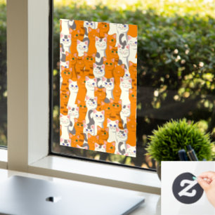 White and ginger cats pattern green eyes blue eyes window cling