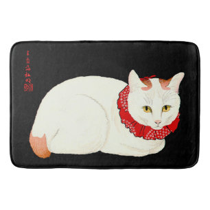 White and Ginger Japanese Cat Bath Mat