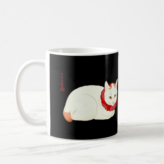 White and Ginger Japanese Cat Coffee Mug (Left)