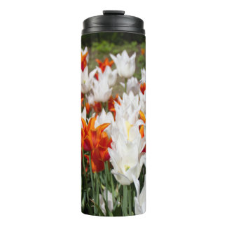 White and ginger tulips in the garden thermal tumbler