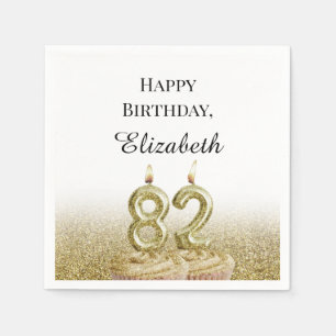 White and Gold 82nd Birthday Napkins