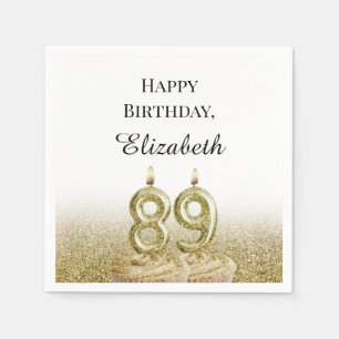 White and Gold 89th Birthday Napkins