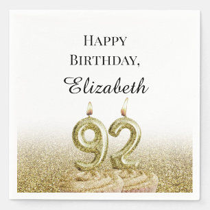 White and Gold 92nd Birthday Napkins