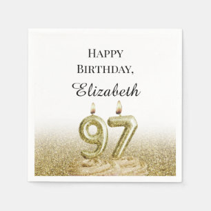 White and Gold 97th Birthday Napkins