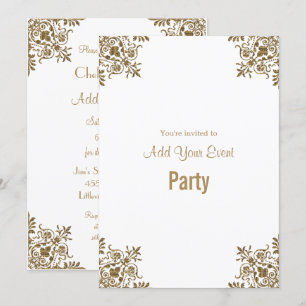 White and Gold All Occasion Party Invitation