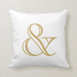 White And Gold Ampersand Throw Pillow<br><div class="desc">Gold ampersand on white background.</div>
