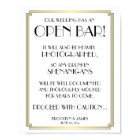 White And Gold Art Deco Gatsby Open Bar Sign 8x10