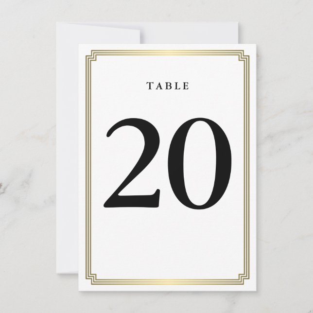 White And Gold Art Deco Table Number (Front)