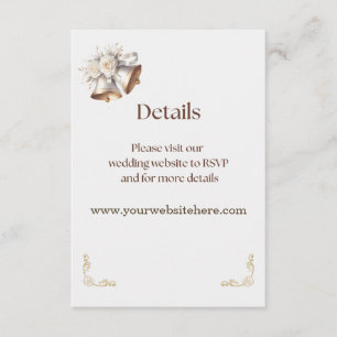 White and Gold Bells Wedding Enclosure Card