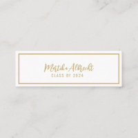 White and Gold | Bold Typography  Name Card