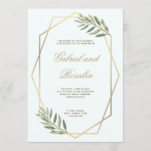 White and Gold Bordered Geometric Floral Wedding