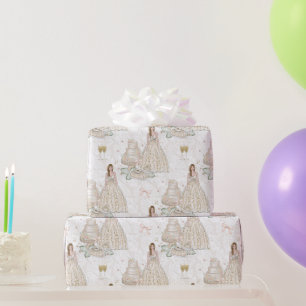 White and Gold Bridal Wedding  Wrapping Paper