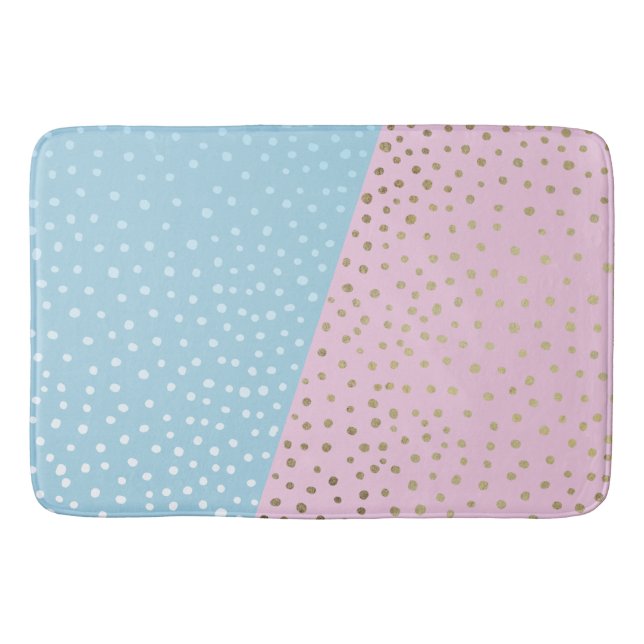 White and Gold Bronze Dot Pattern Bath Mat (Front)