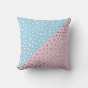 White and Gold Bronze Dot Pattern Pillow