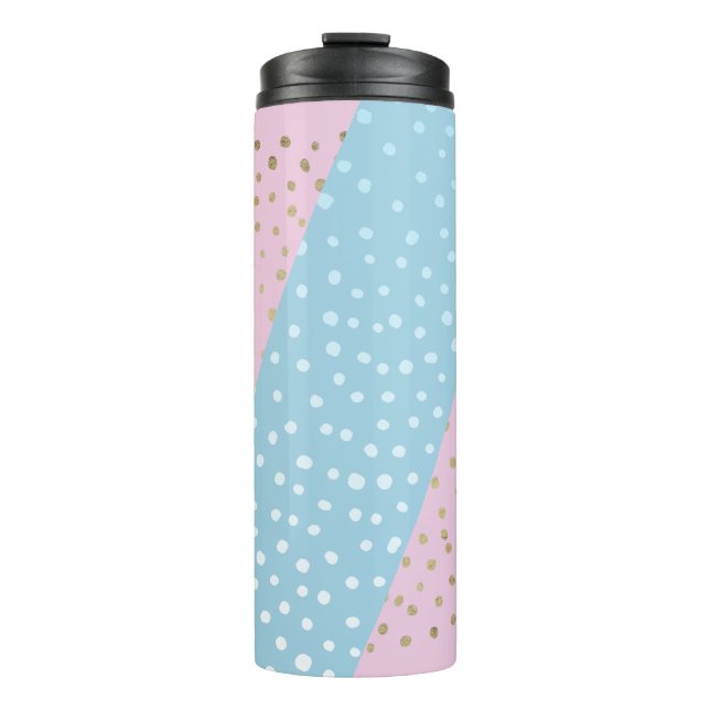 White and Gold Bronze Dot Pattern Thermal Tumbler (Front)