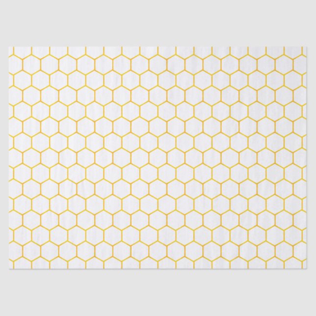 White and Gold Classy Geometric Honeycomb Pattern Tissue Paper (Front)