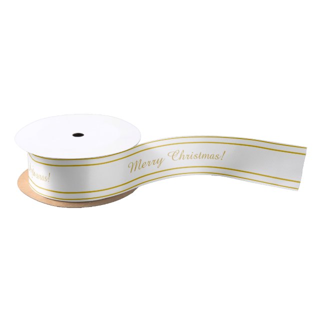 White and gold colour ribbon satin ribbon (Spool)
