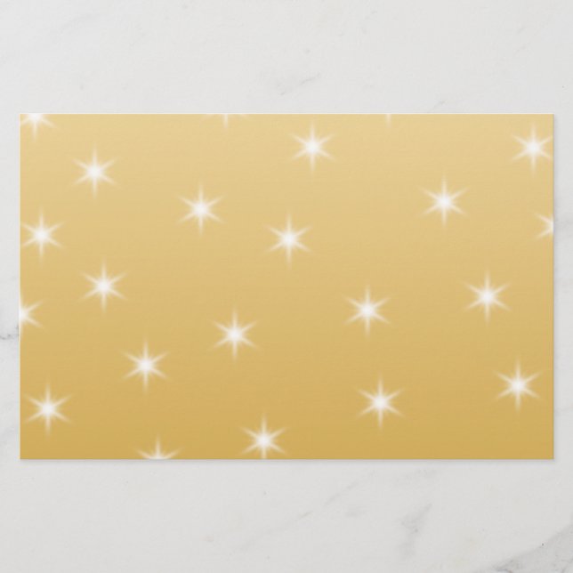 White and Gold Colour Star Pattern Stationery (Front)