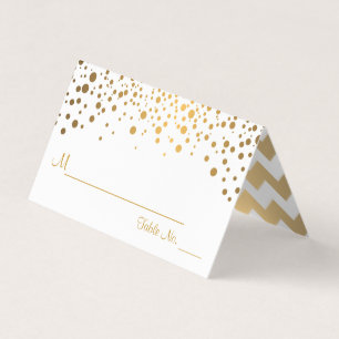 White and Gold Confetti 2   Place Cards