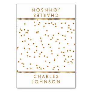 White and Gold Confetti Dots   Place Cards