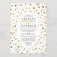 White and Gold Confetti Foil Wedding Invitations
