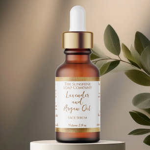 White and Gold Cosmetics Dropper Bottle Label