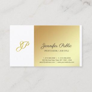 White and Gold Creative Monogram Plain Luxury Business Card