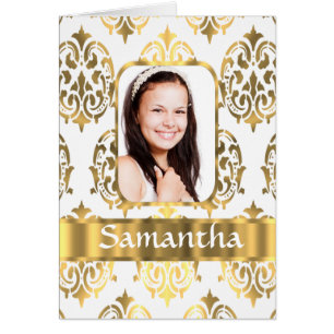 White and gold damask