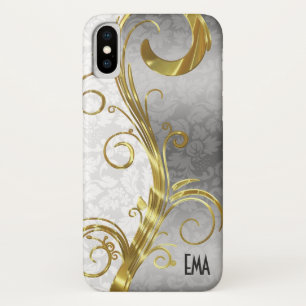 White And Gold Damasks Gold & Silver Swirls Case-Mate iPhone Case