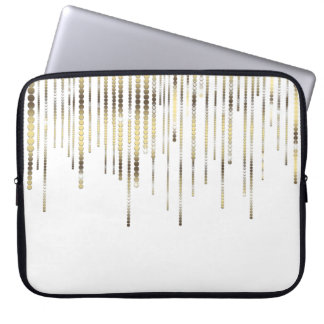 White and Gold Drape Metallic Luxury Laptop Sleeve