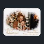 White and Gold Elegant Snowy Photo Christmas Card Magnet<br><div class="desc">This elegant white and gold magnetic Christmas card features your photo in a snowy frame,  with your own personal message. For more like this,  and a wide range of other products,  please visit our store.</div>