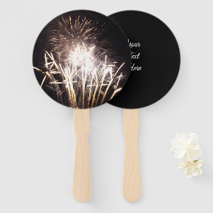 White and Gold Fireworks I Patriotic Celebration Hand Fan