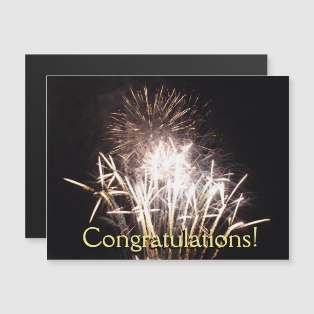 White and Gold Fireworks I Patriotic Celebration Magnetic Invitation (Front/Back)