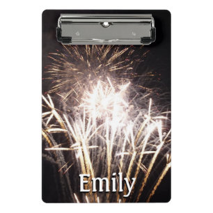 White and Gold Fireworks I Patriotic Celebration Mini Clipboard