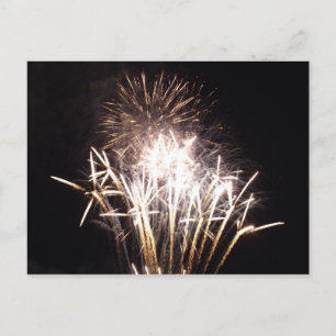 White and Gold Fireworks I Patriotic Celebration Postcard