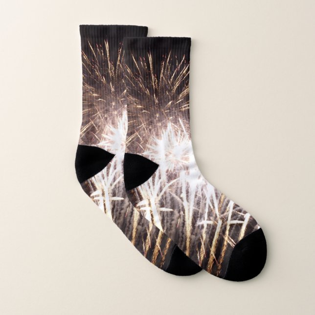 White and Gold Fireworks I Patriotic Celebration Socks (Pair)